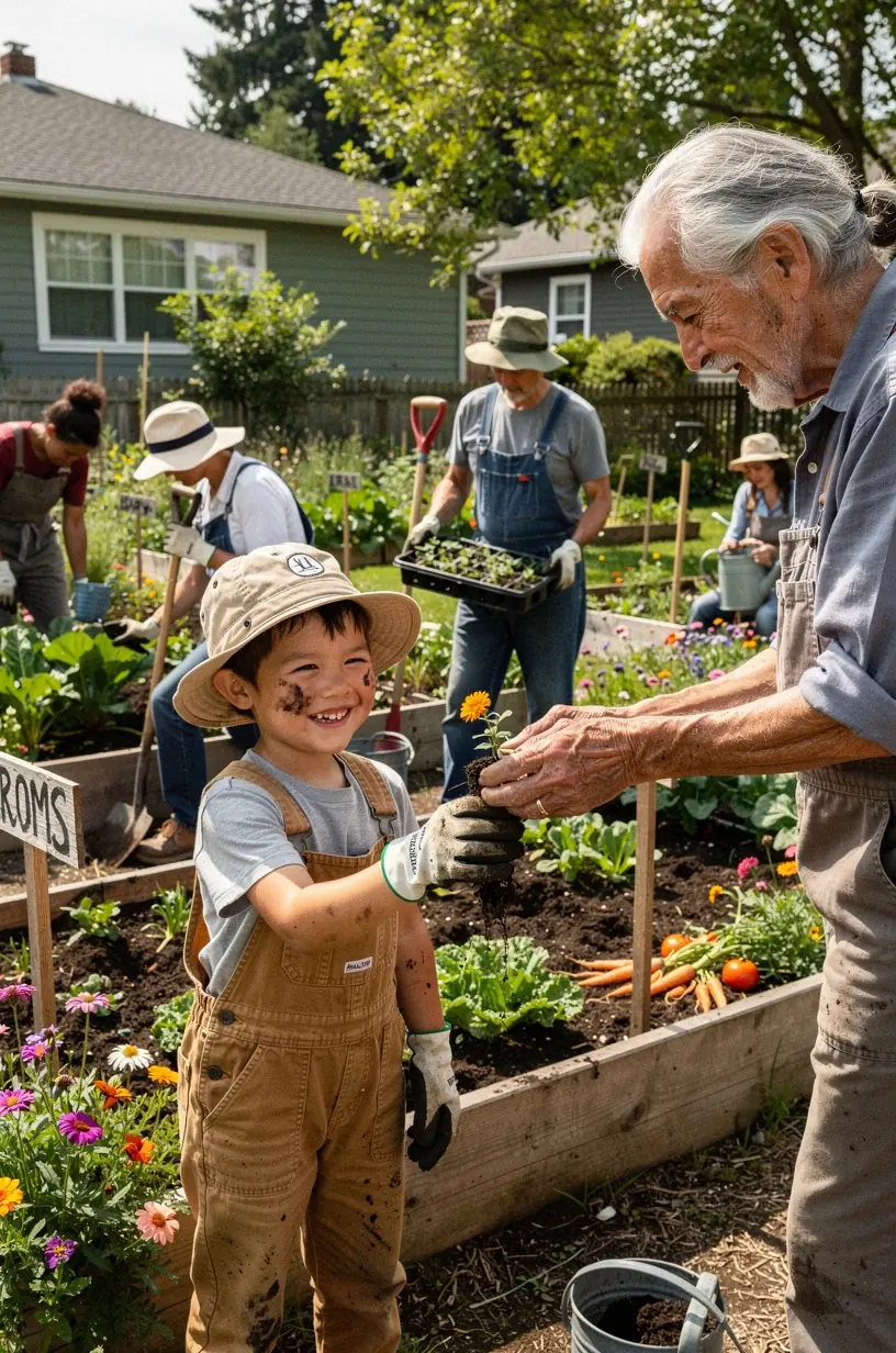 Community members collaborating at a volunteer event